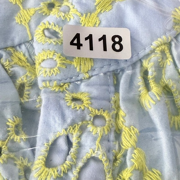 Devotion Twins Amorgos Women's Blue & Yellow Eyelet Embroidered‎ Dress - Small - Picture 7 of 7